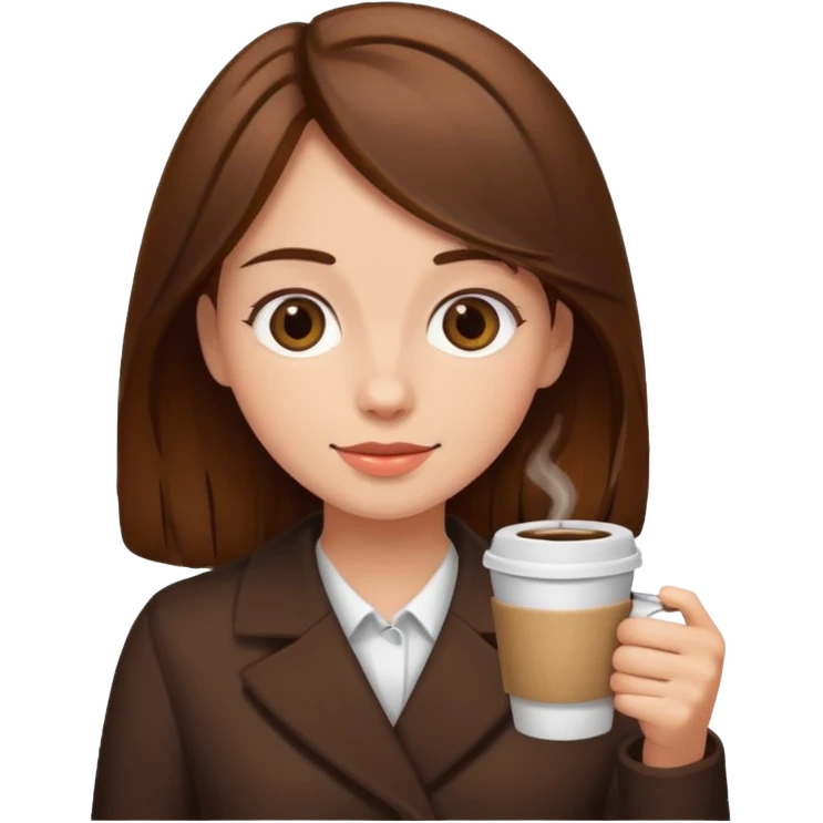 Brown haired girl with coffee emoji