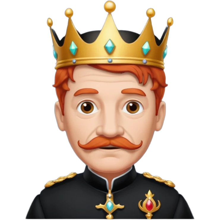elderly red-haired princes with crown mustace. dark outfit emoji