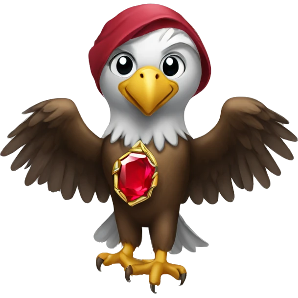 A picture of an eagle holding a ruby  emoji