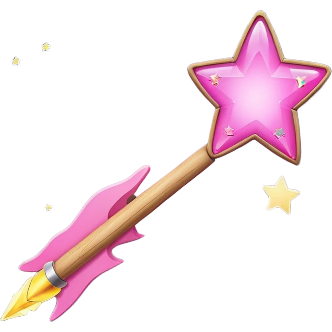 wand with pink heart shooting star effect emoji