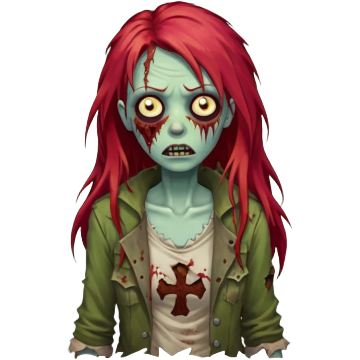 Franja cabelo ruivo comprido zombie emoji