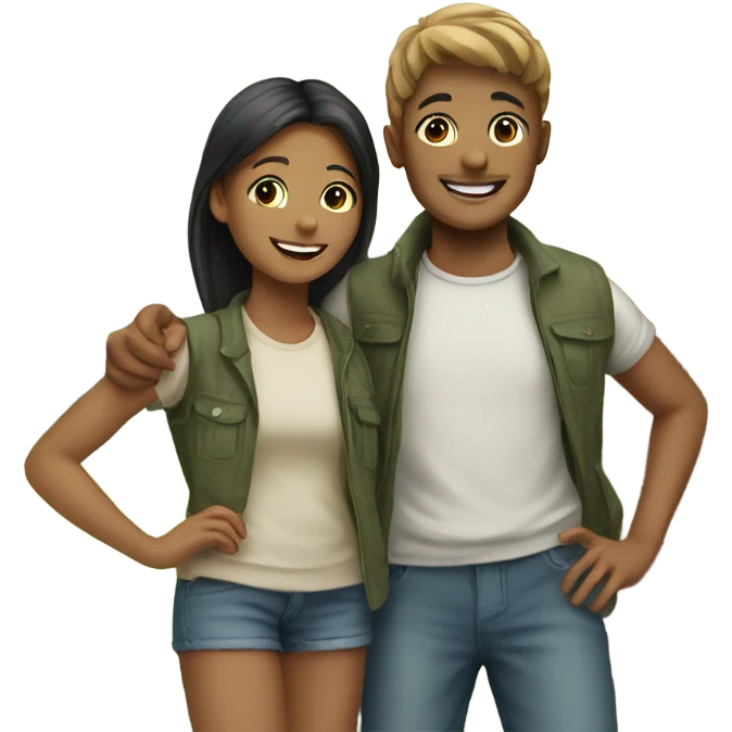 smiling boy and girl in outdoor setting emoji