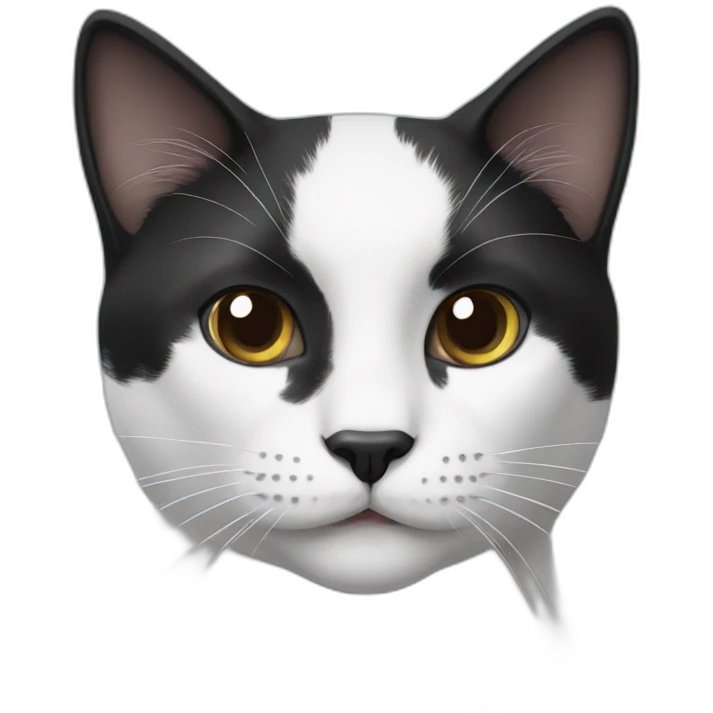Black-and-White-cat-with-black-nose emoji