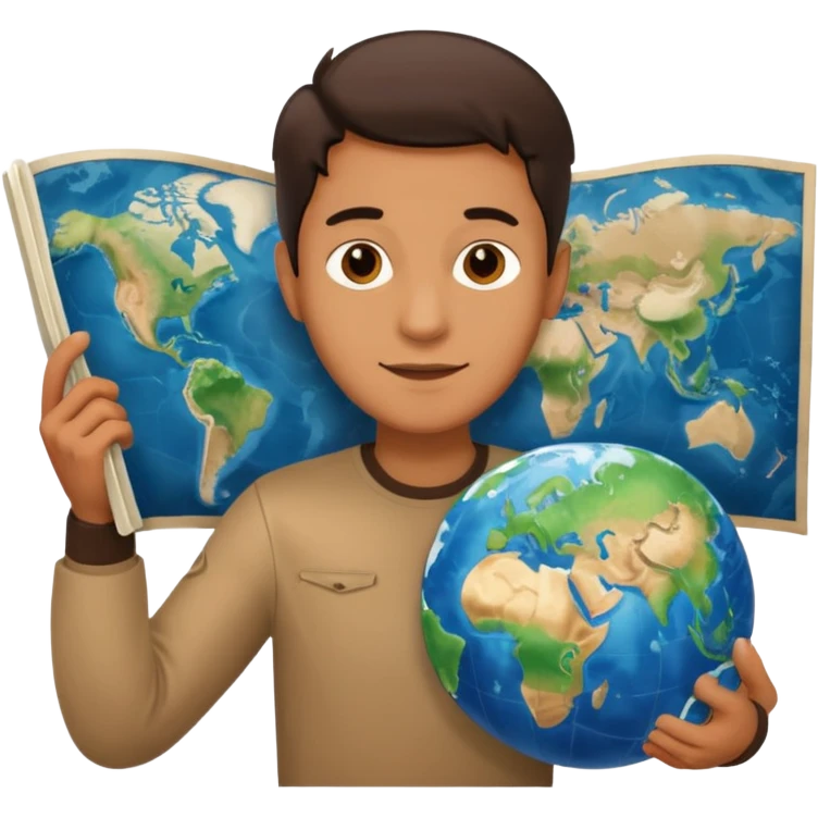 man holding a map of the earth @emoji emoji