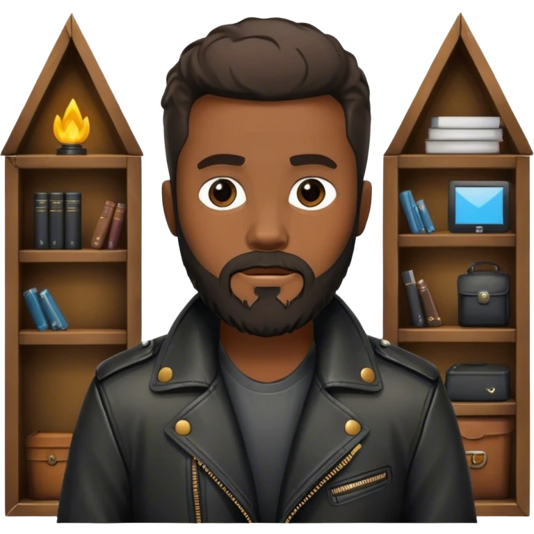 Black Daniel with a beard in a den emoji