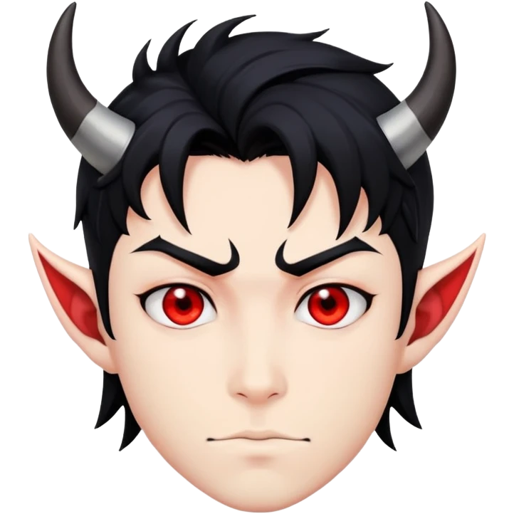 Cool anime devil boy with black hair and horns emoji