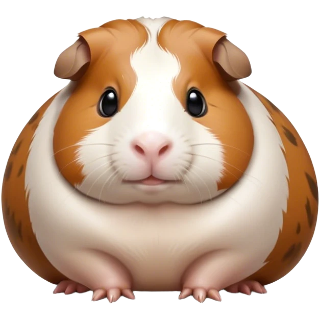 Cinematic Noble Brown and White Banded Guinea Pig Portrait Emoji, Poised and regal, with a compact, chubby build and a uniquely patterned coat of warm brown and crisp white banding, deep-set soulful dark eyes, Simplified yet sharp and sophisticated features, highly detailed, glowing with a soft, dignified glow, high shine, intelligent and charming, stylized with an air of distinctive elegance, focused and attentive, soft glowing outline, capturing the essence of a watchful and confident companion, so majestic it feels as though it could scurry out of the screen with effortless authority! emoji