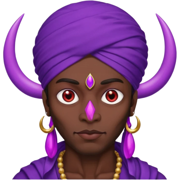 Con el planeta Saturno 🪐 (esto tiene que ser el elemento más importante) , un moro con turbante 👳🏾‍♂️ y la cara del diablo morada esta 😈  emoji