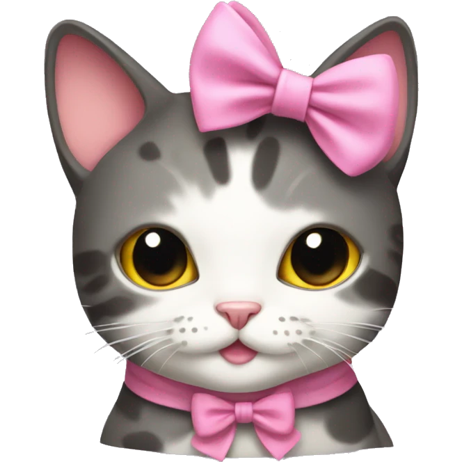 Boba cat with pink bow emoji