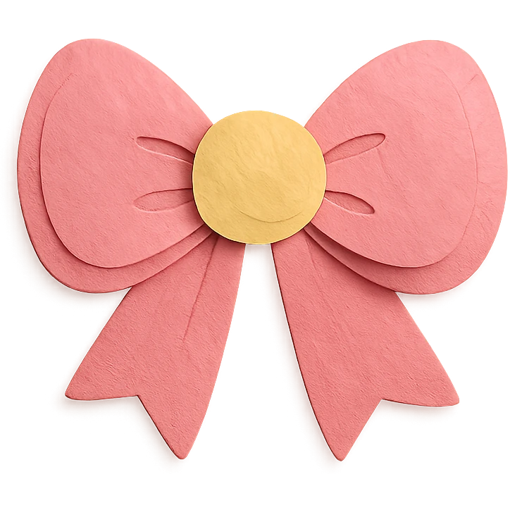 fluffy bow, layered paper look emoji