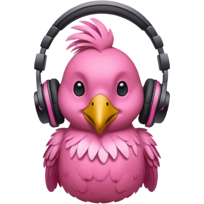 bird ancient with headphone, pink emoji