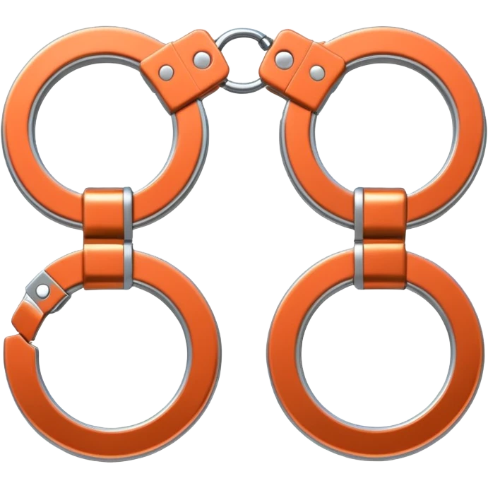 Minimalistic metallic handcuffs emoji, reflective metal, simple flat vector design, futuristic minimal style emoji