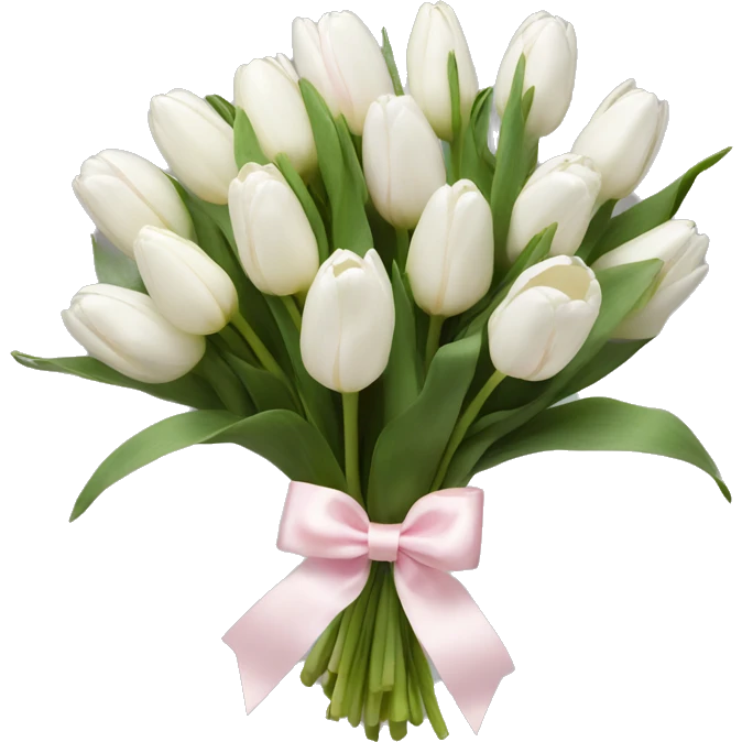 White tulips bouquet with light pink bow  emoji