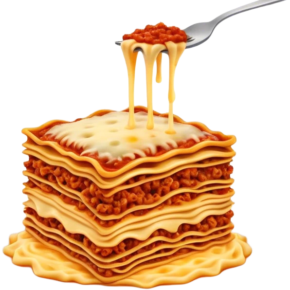 Cinematic Realistic Lasagne alla Bolognese Dish Emoji, depicted with layered pasta, rich meat sauce, and melted cheese rendered with exquisite detail and hearty, warm lighting. emoji