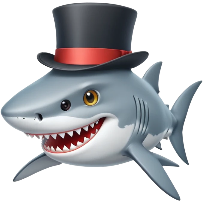 Shark with a top hat emoji