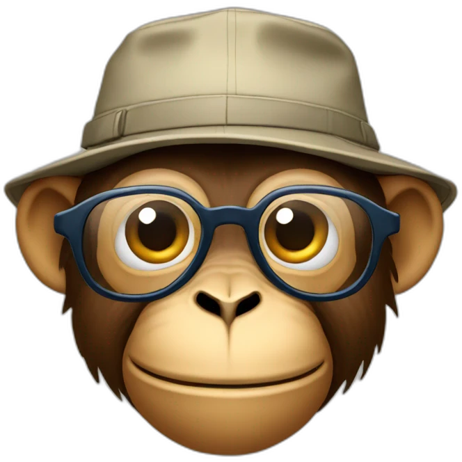 monkey wearing a bucket hat and glasses emoji