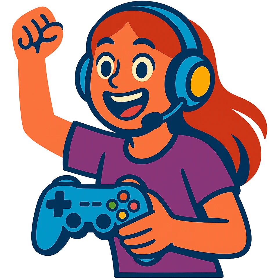 excited gamer girl in headphones emoji