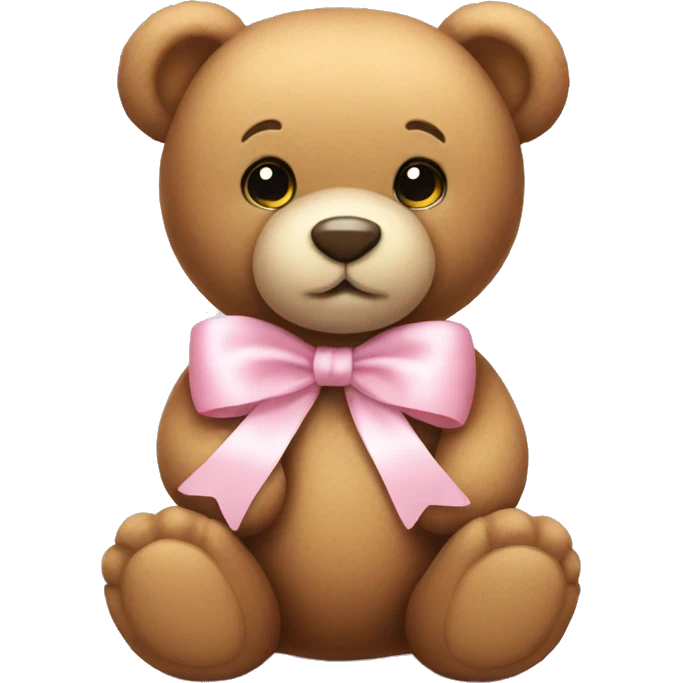 Teddy bear with light pink bow  emoji