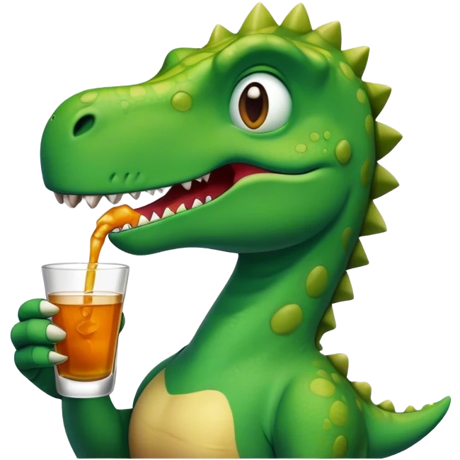 Dinosaur doing a shot of casa migo emoji