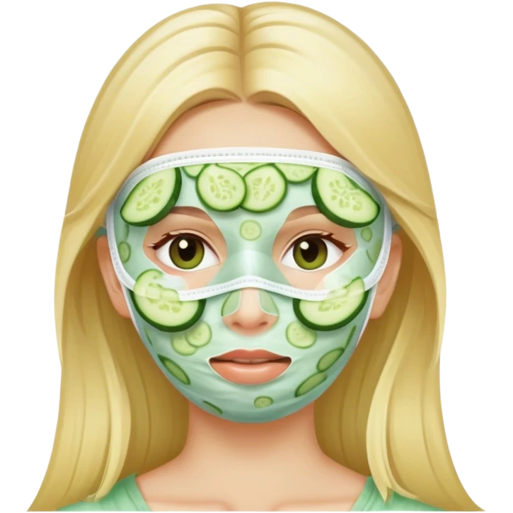 girl with face mask , cucumbers on both eyes and blonde hair emoji