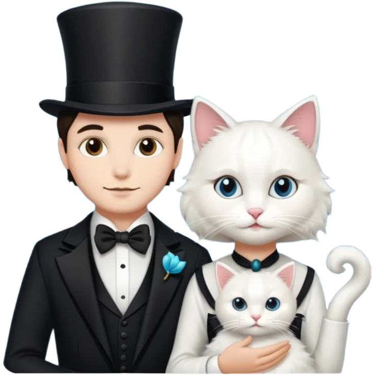 magician couple and their pet cat emoji