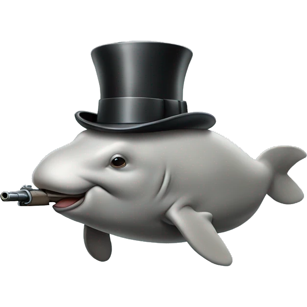 Dugong holding a gun wearing a top hat  emoji