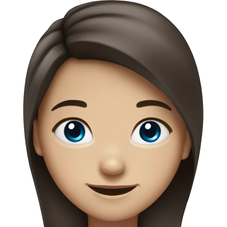 long dark brown hair girl with blue eyes smiling emoji