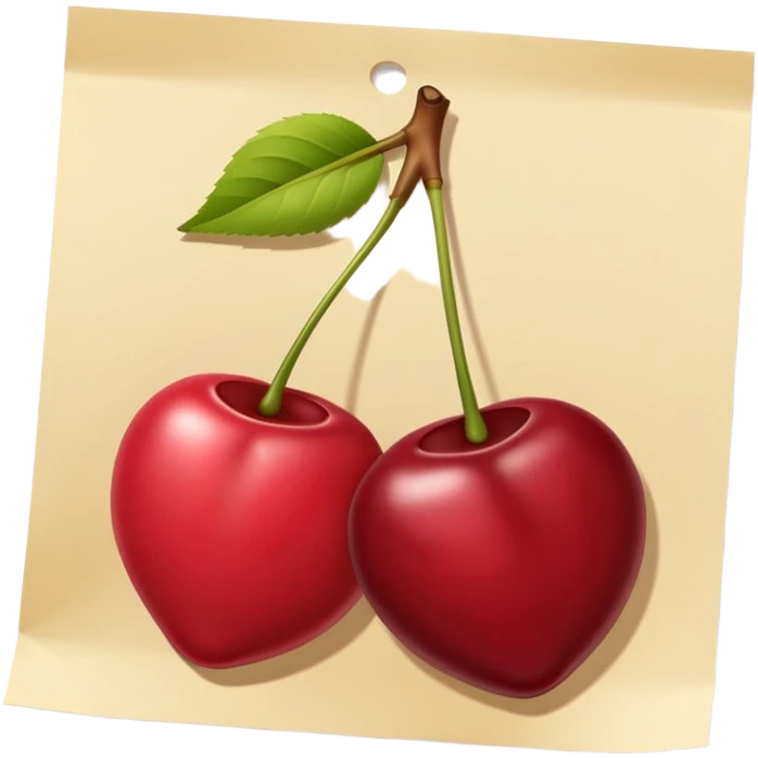 Thanx texted on a  beige post it with cherries on  emoji