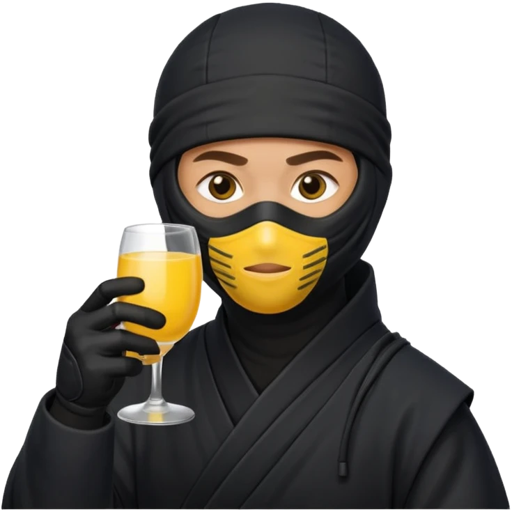 A ninja drinking a mimosa emoji