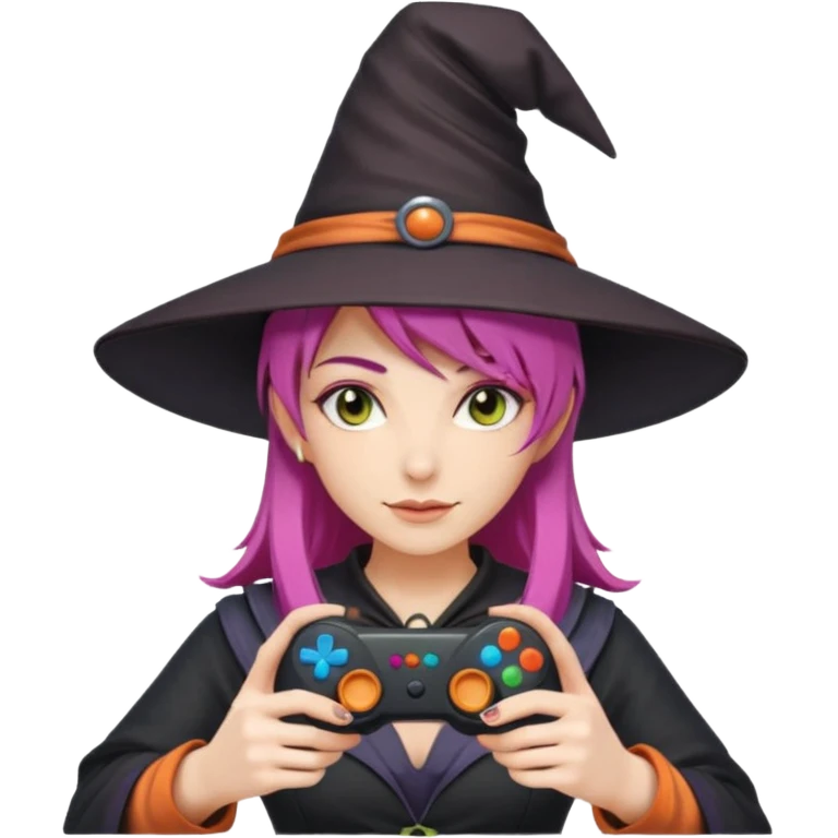 colored hair gamer witch game pad controller emoji