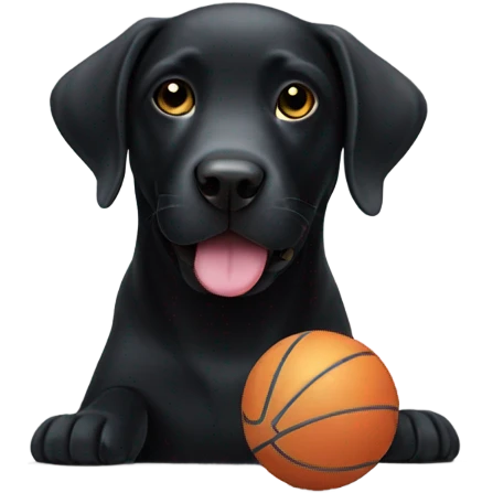 Black Labrador with a ball emoji
