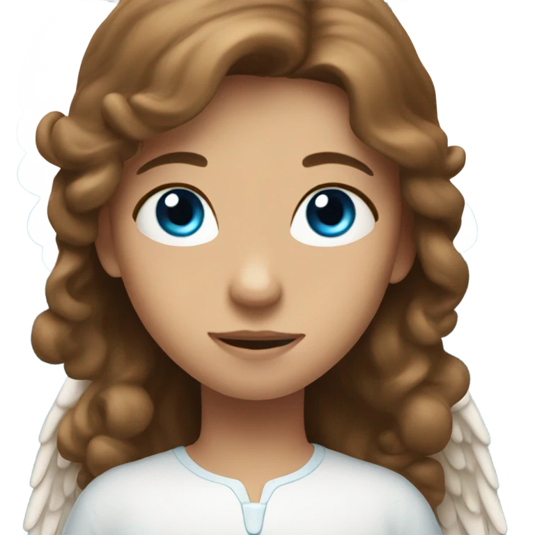 Angel with long brown hair and blue eyes  emoji