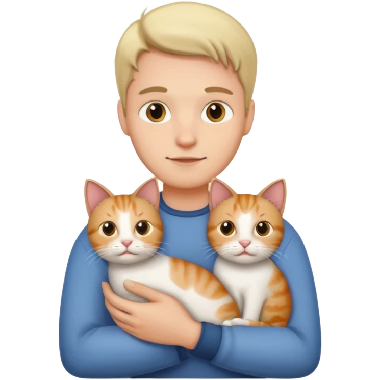 a guy holding a cat emoji