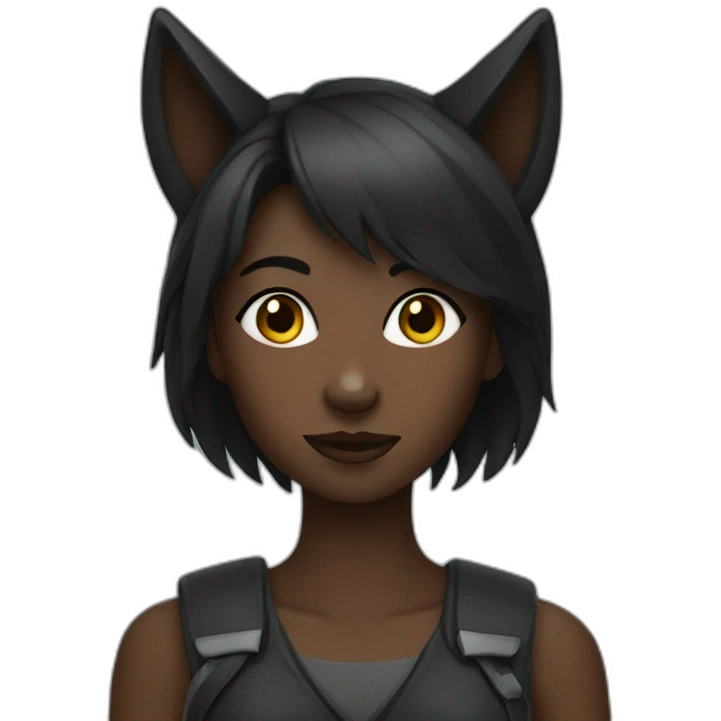 black Wolf girl emoji
