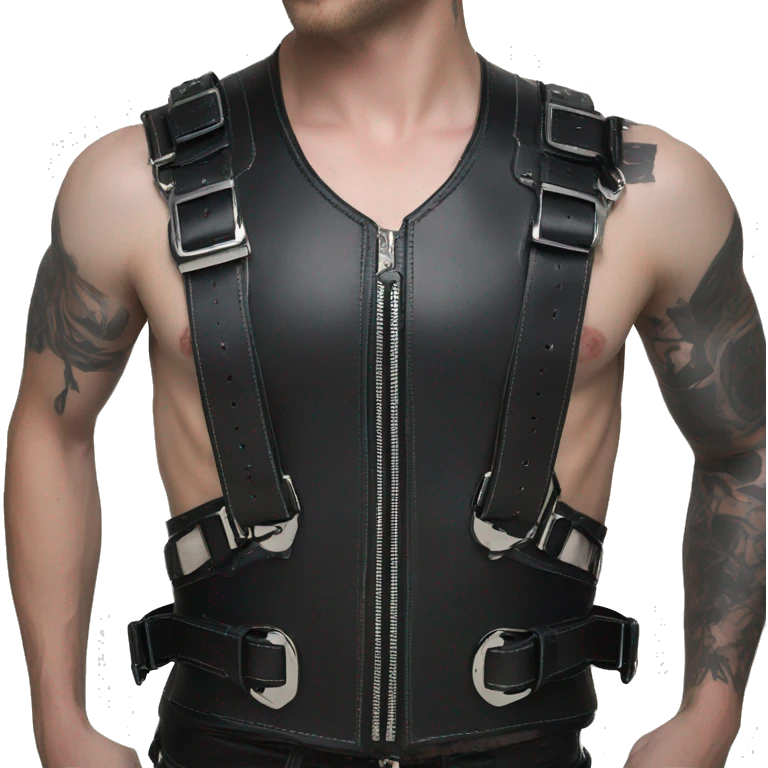Black punk chest leather fashion harness emoji