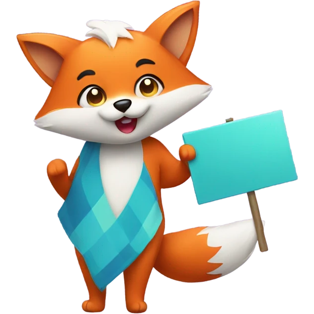 Kawaii Fox with a sign emoji