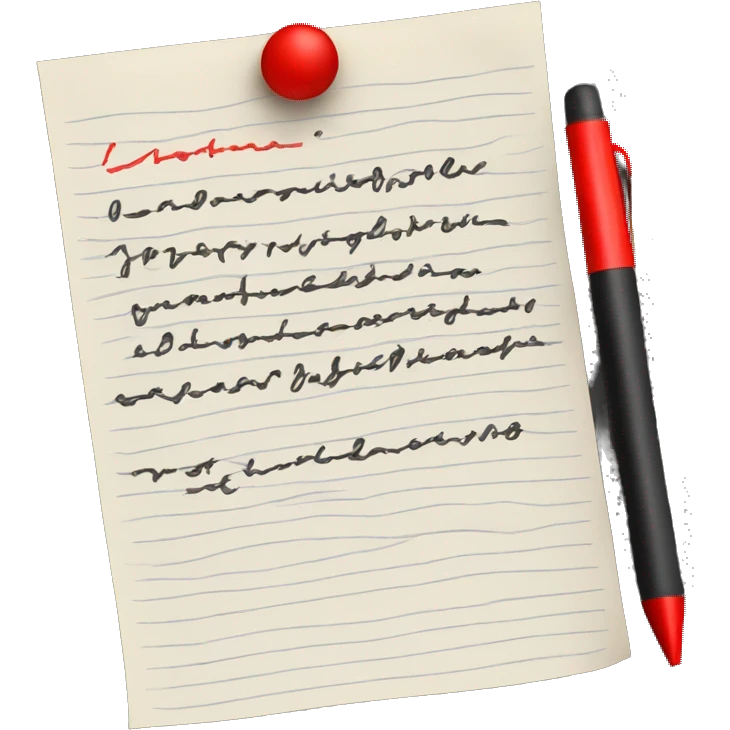 Handwriting to Text. Black color notes with Red color notes emoji