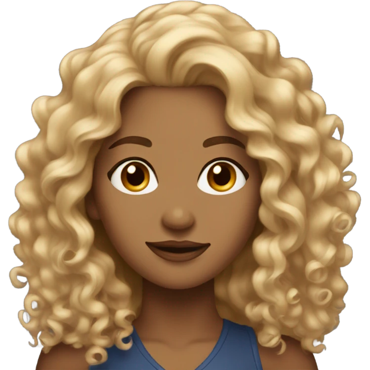Gorgeous light brown woman with blonde long curly hair  emoji