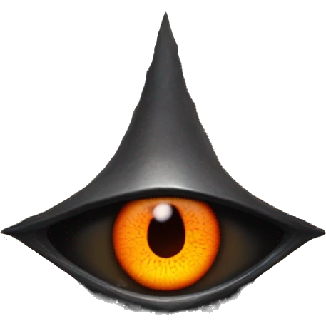 Eye of Sauron with glowing orange iris, set in a dark tower of Mordopr emoji