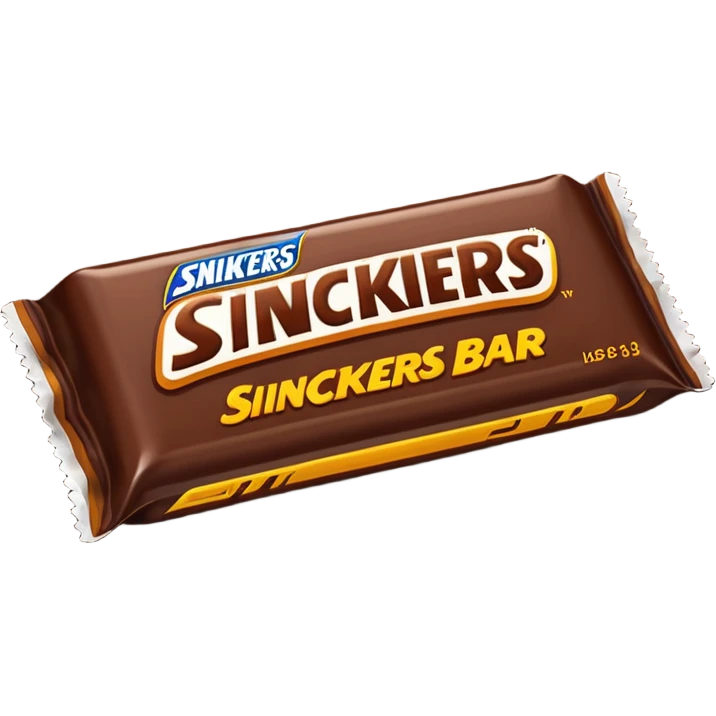 Draw a Snickers bar in its classic brown wrapper with bold logo. emoji