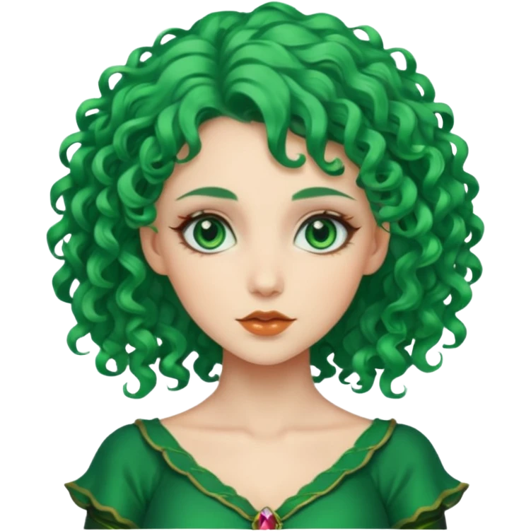 curly green haired fantasy woman emoji