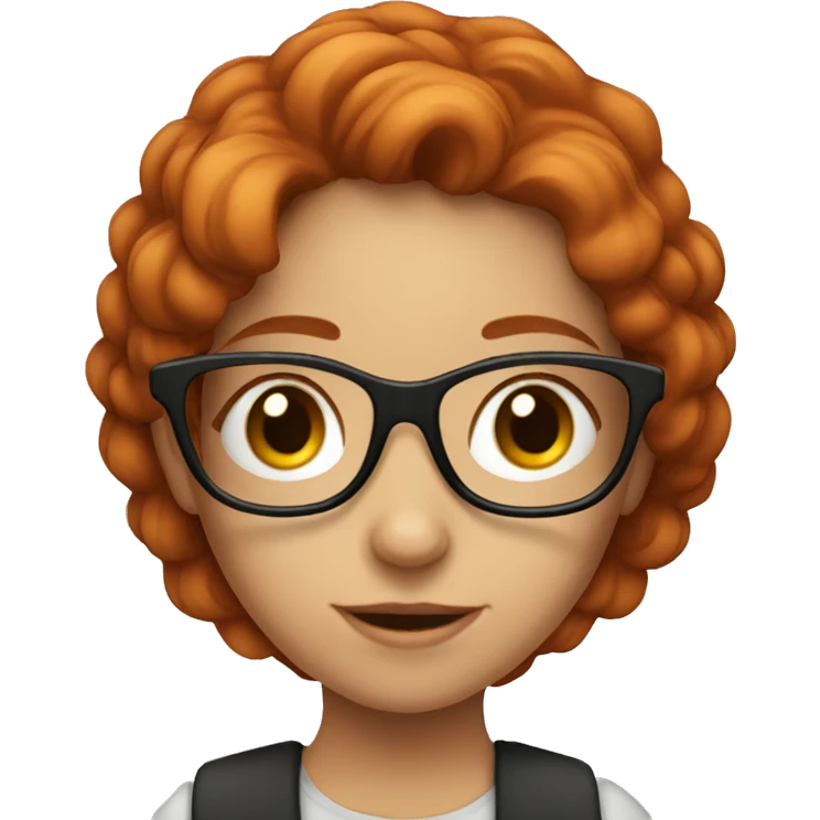 A red-haired girl with glasses with a book emoji