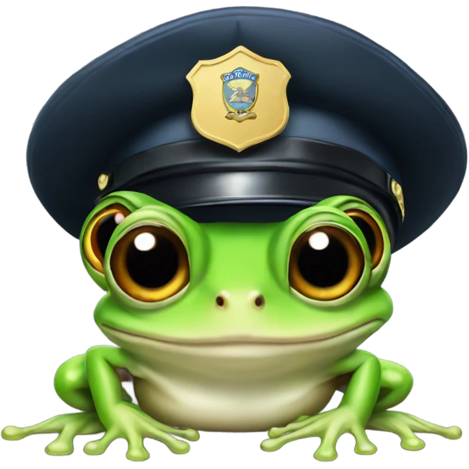 tree frog wearing a cop hat emoji
