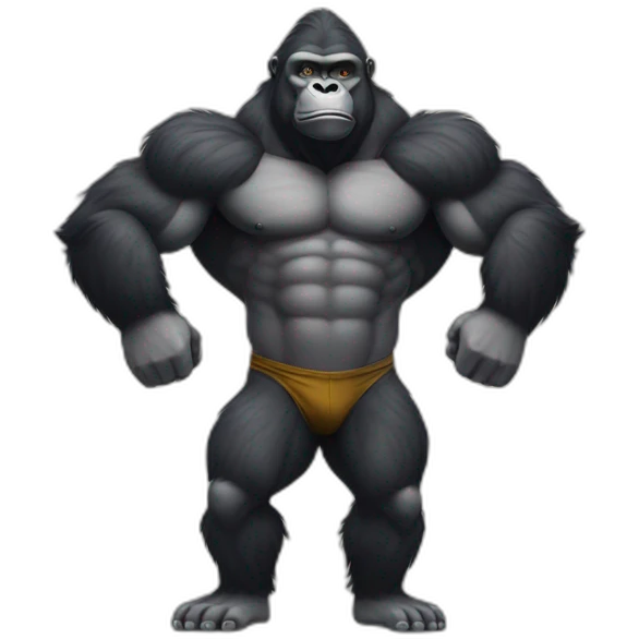 Gorilla doing a standing bodybuilding pose emoji