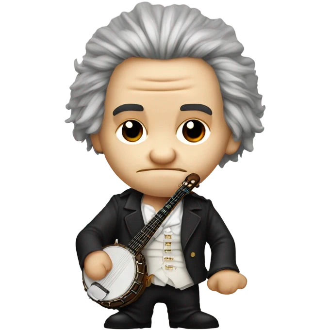 Ludwig Beethoven chibi wig standing old angry 5-string banjo emoji