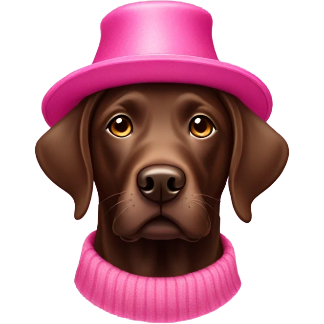 chocolate lab with a pink hat emoji