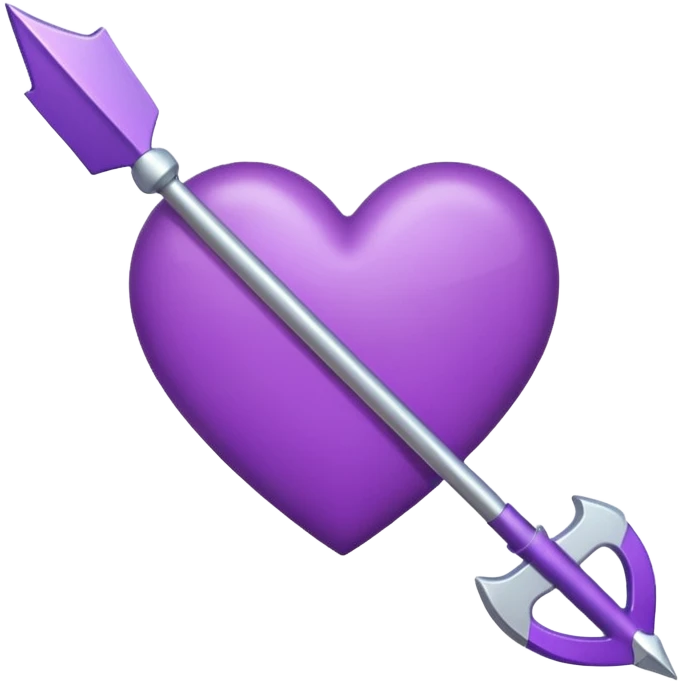 purple heart pierced by an arrow, iPhone emoji style, heart more rounded emoji