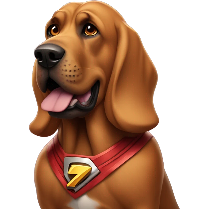 1 brown bloodhound dog as the superhero Shazam! emoji