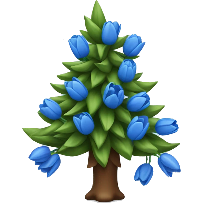 christmas tree with blue tulips  emoji