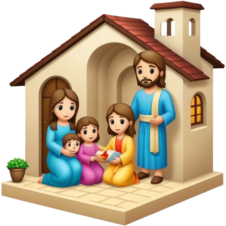 Devotional Christ with family in house emoji